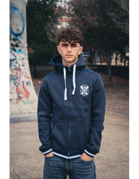 Hoddie abierta gris con capucha 