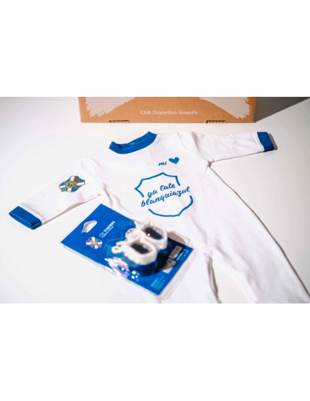 Pelele "Mi corazón ya late Blanquiazul" talla 12